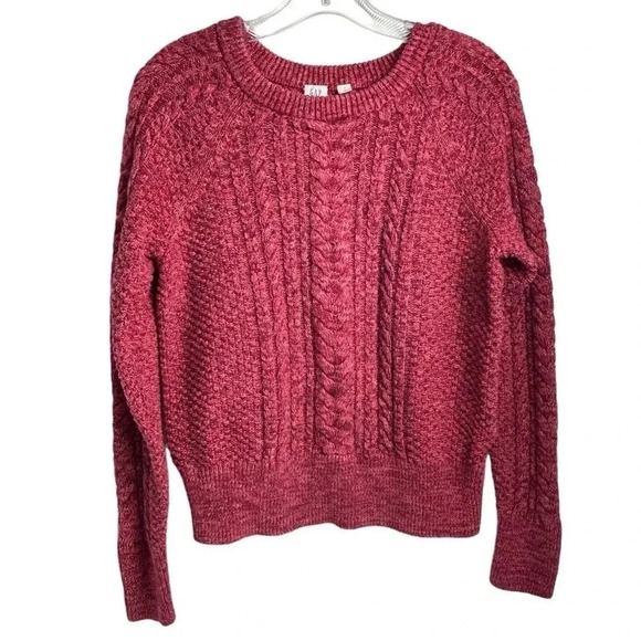 GAP Women's Pink Cable Knit Pullover Sweater Size M Casual Fall - Picture 1 of 13